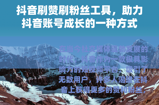 抖音刷赞刷粉丝工具，助力抖音账号成长的一种方式
