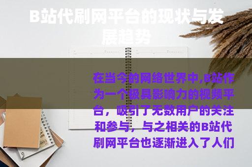 B站代刷网平台的现状与发展趋势