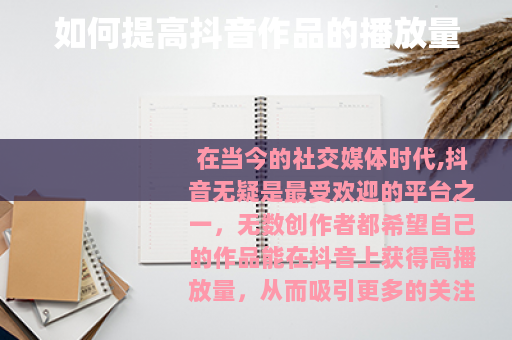 如何提高抖音作品的播放量