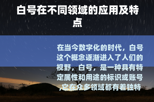 白号在不同领域的应用及特点