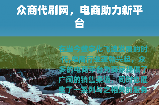 众商代刷网，电商助力新平台