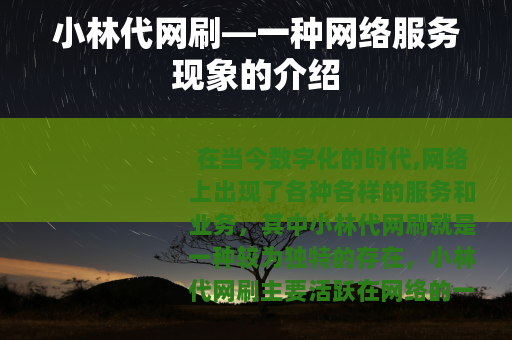 小林代网刷—一种网络服务现象的介绍