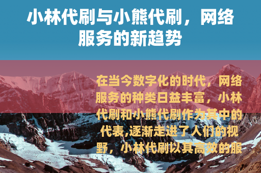 小林代刷与小熊代刷，网络服务的新趋势