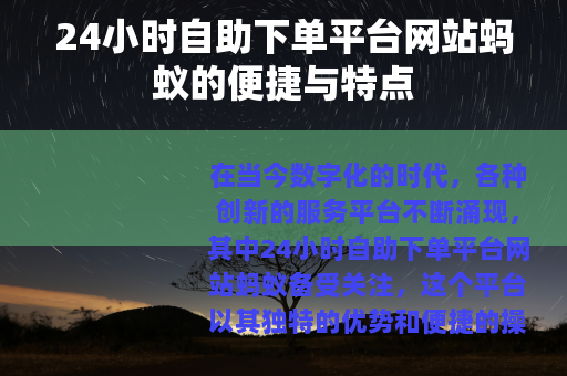 24小时自助下单平台网站蚂蚁的便捷与特点