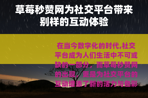 草莓秒赞网为社交平台带来别样的互动体验