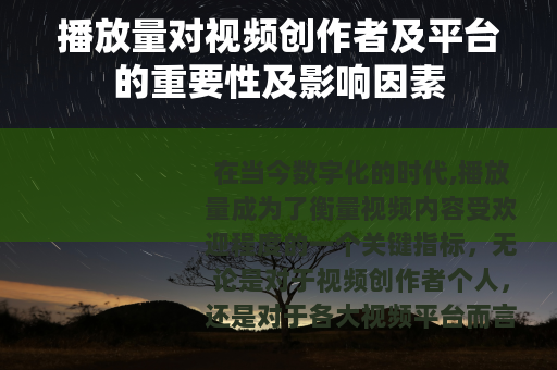 播放量对视频创作者及平台的重要性及影响因素