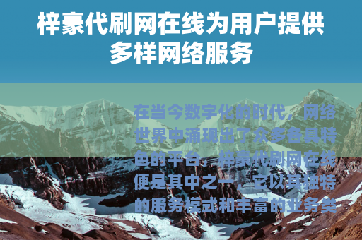 梓豪代刷网在线为用户提供多样网络服务