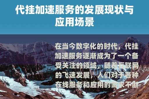 代挂加速服务的发展现状与应用场景