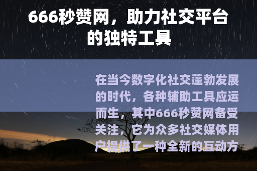666秒赞网，助力社交平台的独特工具