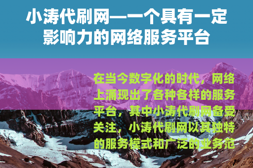小涛代刷网—一个具有一定影响力的网络服务平台