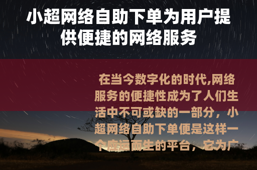 小超网络自助下单为用户提供便捷的网络服务