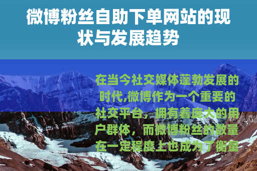 微博粉丝自助下单网站的现状与发展趋势