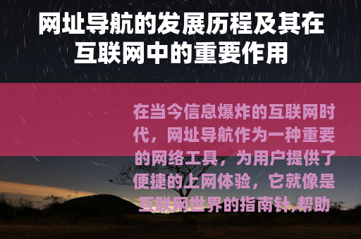 网址导航的发展历程及其在互联网中的重要作用