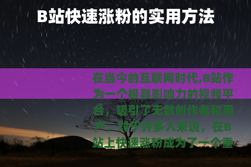 B站快速涨粉的实用方法