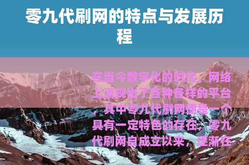 零九代刷网的特点与发展历程