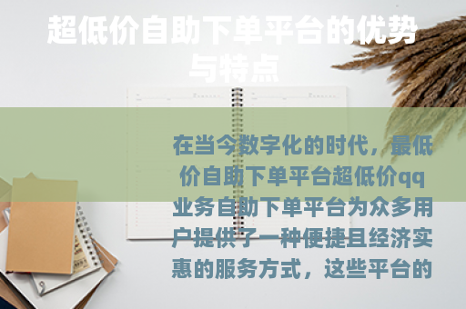 超低价自助下单平台的优势与特点