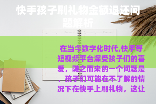 快手孩子刷礼物金额退还问题解析