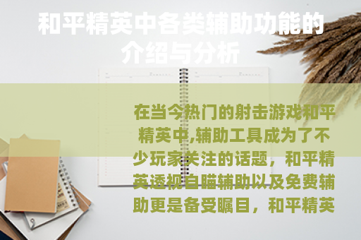 和平精英中各类辅助功能的介绍与分析