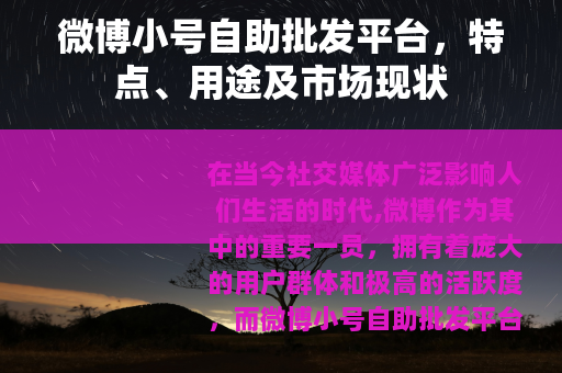 微博小号自助批发平台，特点、用途及市场现状