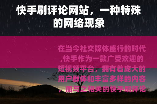 快手刷评论网站，一种特殊的网络现象