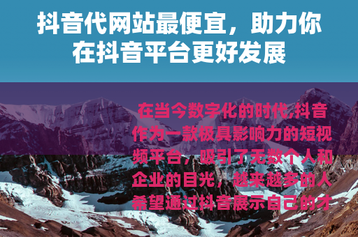 抖音代网站最便宜，助力你在抖音平台更好发展