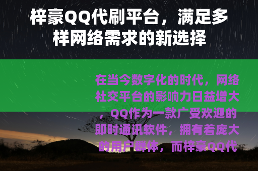 梓豪QQ代刷平台，满足多样网络需求的新选择