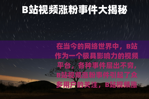 B站视频涨粉事件大揭秘