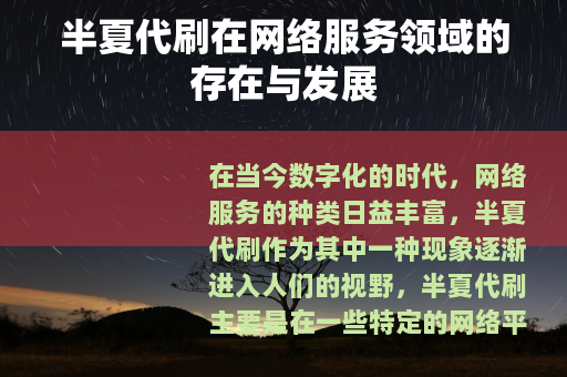 半夏代刷在网络服务领域的存在与发展