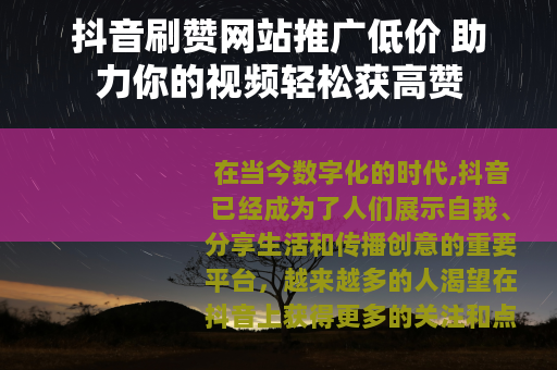 抖音刷赞网站推广低价 助力你的视频轻松获高赞