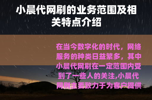 小晨代网刷的业务范围及相关特点介绍