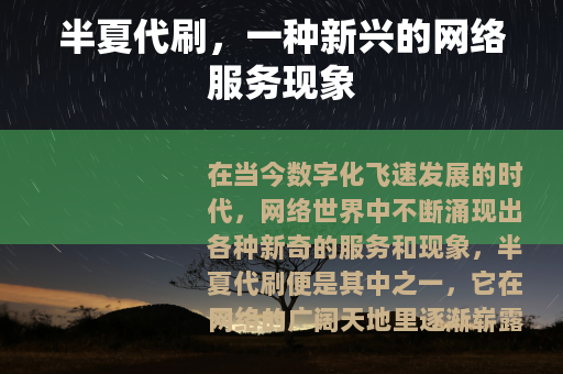 半夏代刷，一种新兴的网络服务现象