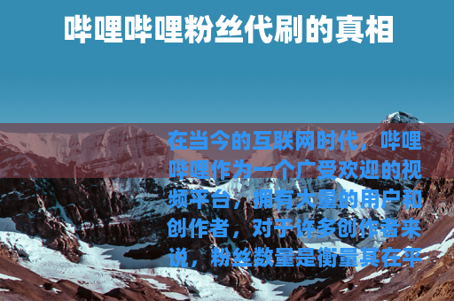 哔哩哔哩粉丝代刷的真相