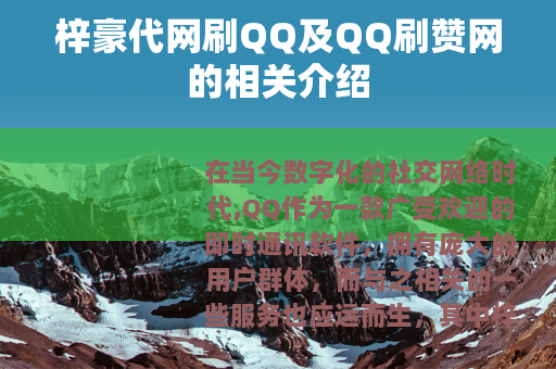 梓豪代网刷QQ及QQ刷赞网的相关介绍