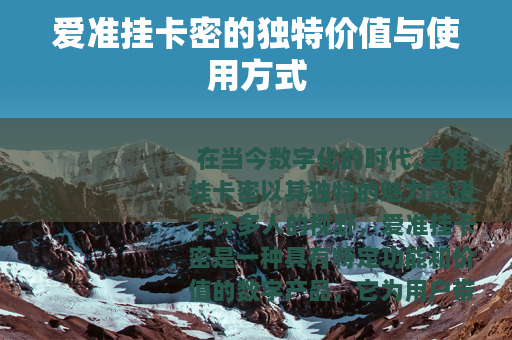 爱准挂卡密的独特价值与使用方式