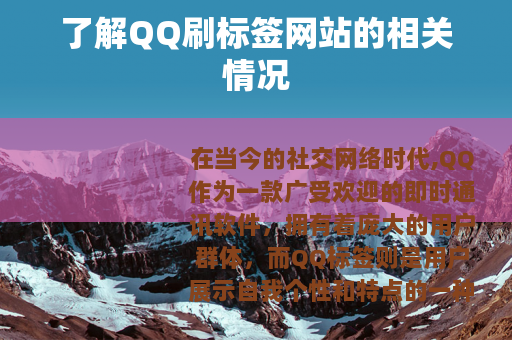 了解QQ刷标签网站的相关情况