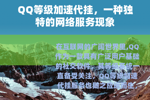 QQ等级加速代挂，一种独特的网络服务现象