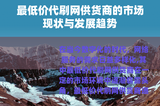 最低价代刷网供货商的市场现状与发展趋势