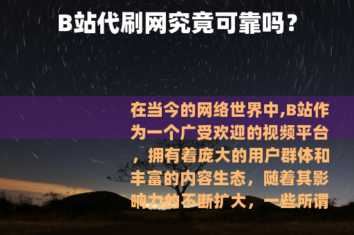 B站代刷网究竟可靠吗？
