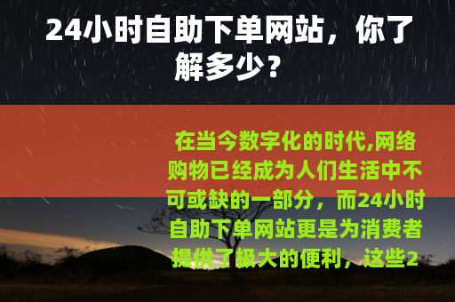 24小时自助下单网站，你了解多少？