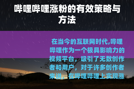 哔哩哔哩涨粉的有效策略与方法
