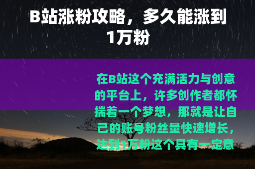 B站涨粉攻略，多久能涨到1万粉