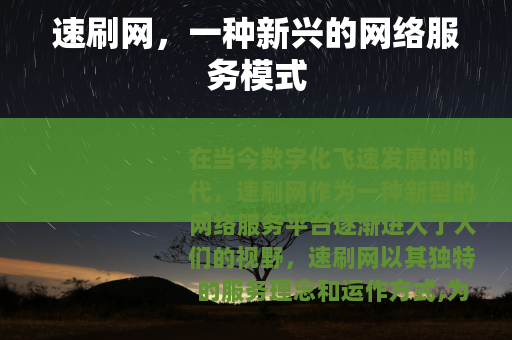 速刷网，一种新兴的网络服务模式