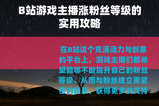 B站游戏主播涨粉丝等级的实用攻略