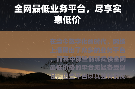全网最低业务平台，尽享实惠低价