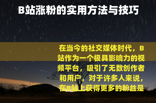 B站涨粉的实用方法与技巧