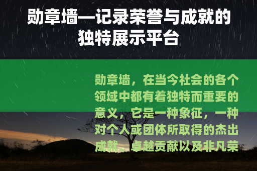 勋章墙—记录荣誉与成就的独特展示平台