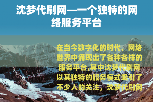 沈梦代刷网—一个独特的网络服务平台