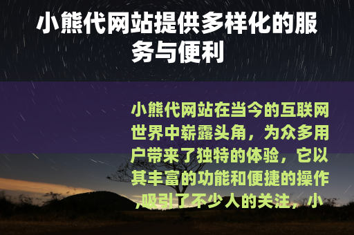 小熊代网站提供多样化的服务与便利