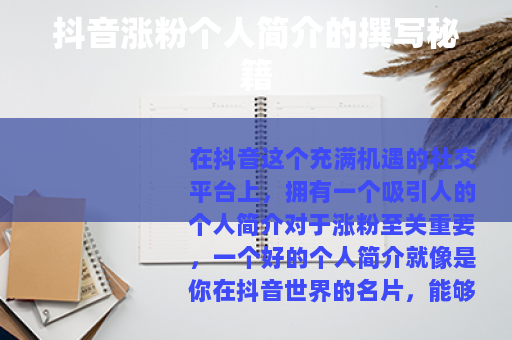 抖音涨粉个人简介的撰写秘籍