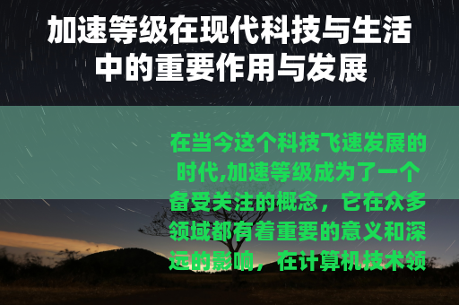 加速等级在现代科技与生活中的重要作用与发展